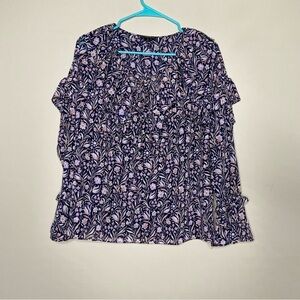 J Crew Floral Ruffle Bell Sleeve Blouse Size S BL047